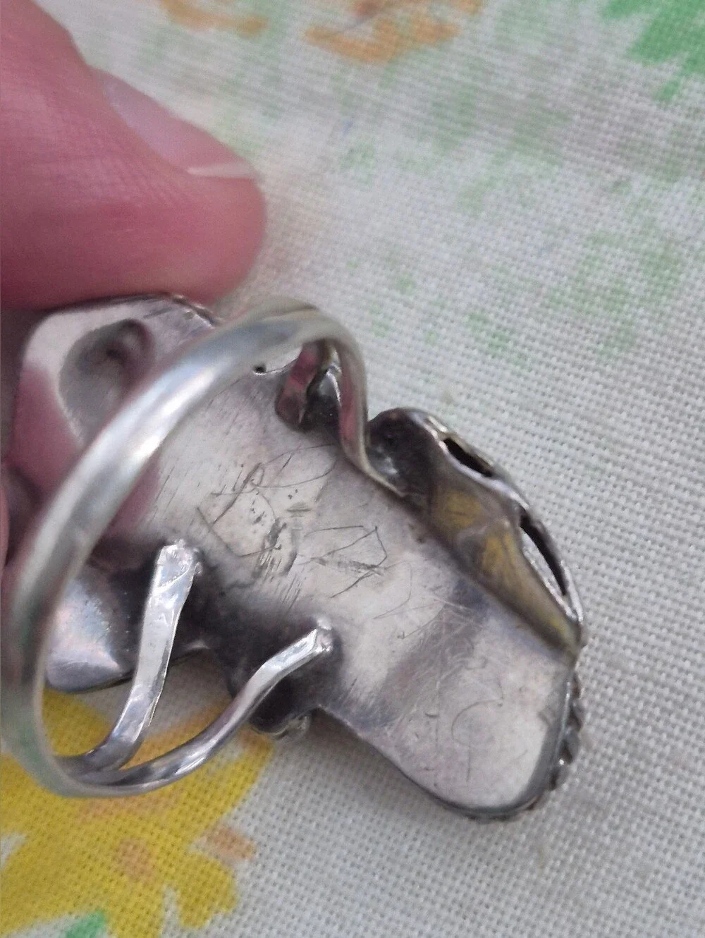 🌙Vintage Navajo Sterling Silver Turquoise & Coral Statement Ring